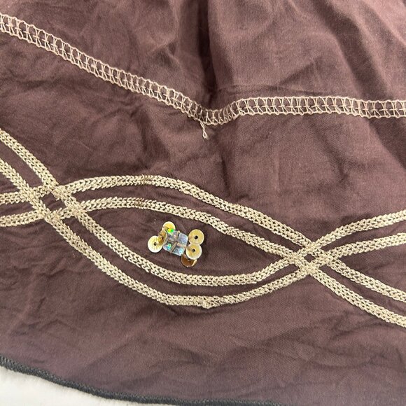 0393 Urban Mango Boho Peasant Dress –Embroidered Tunic Chocolate, Cottagecore XL - Picture 10 of 11